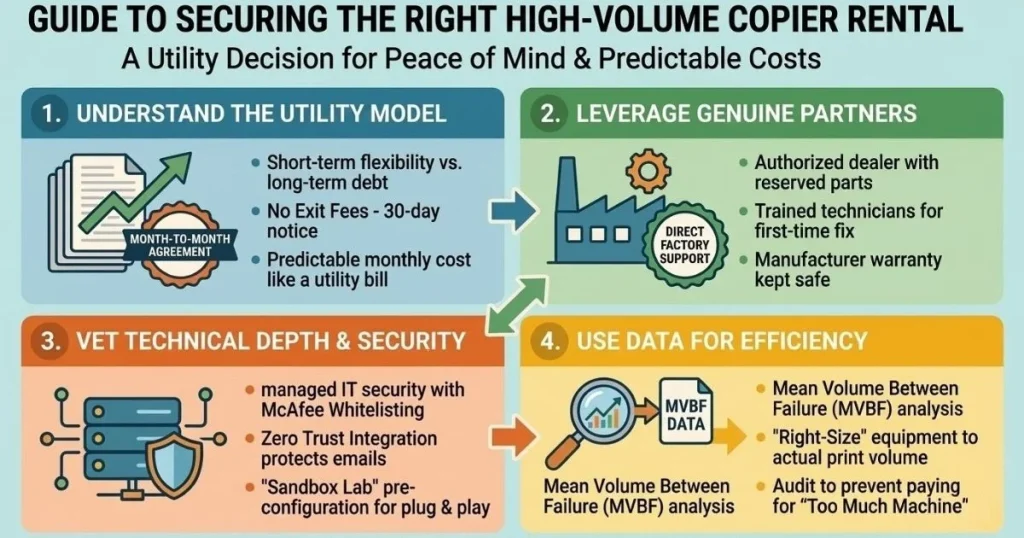 Guide to securing the right high-volume Copier Rental Cost in El Paso, focusing on McAfee Whitelisting, Zero Trust, and Sandbox Lab pre-configuration.